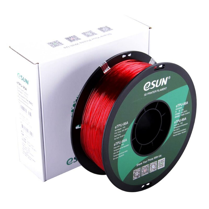 eSun eTPU-95A Filament Rot Transluzent 1.75 mm 1.000 g