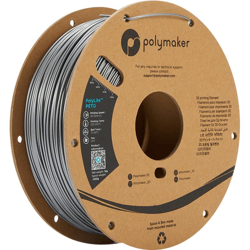 Polymaker PolyLite PETG Silber 1,75 mm 1.000 g