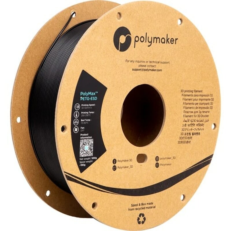 Polymaker PolyMax Tough PETG-ESD Schwarz 2,85 mm 500 g