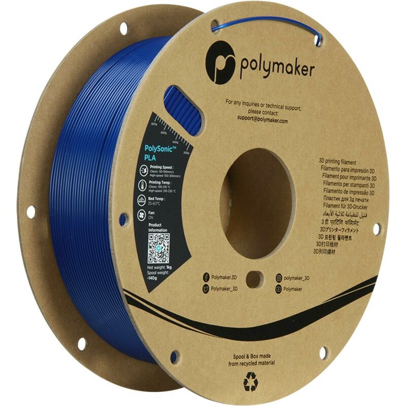 Polymaker PolySonic PLA Filament 1,75 mm Blau 1.000 g
