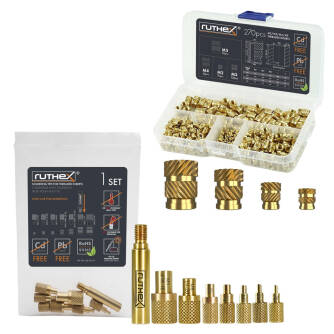 ruthex M2+M3+M4+M5 Messing Gewindeeinsätze Sortimentskasten + Lötspitzen Set 70+100+50+50 Stück