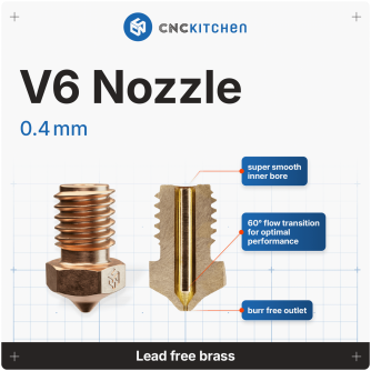 CNC Kitchen V6 Düse 0.4 mm aus blei- und cadmiumfreiem Messing
