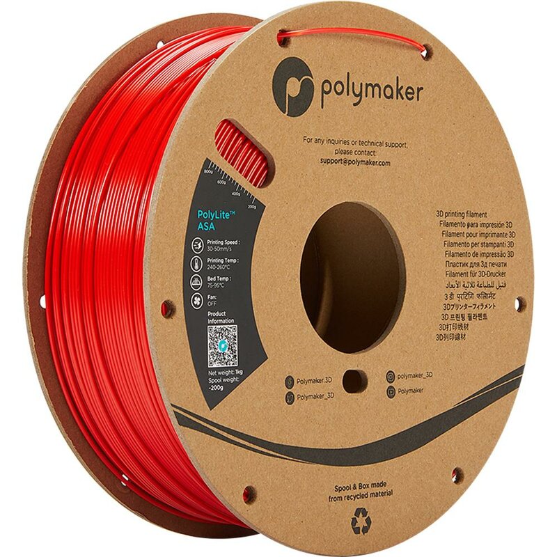 Polymaker PolyLite ASA Rot 1,75 mm 1.000 g
