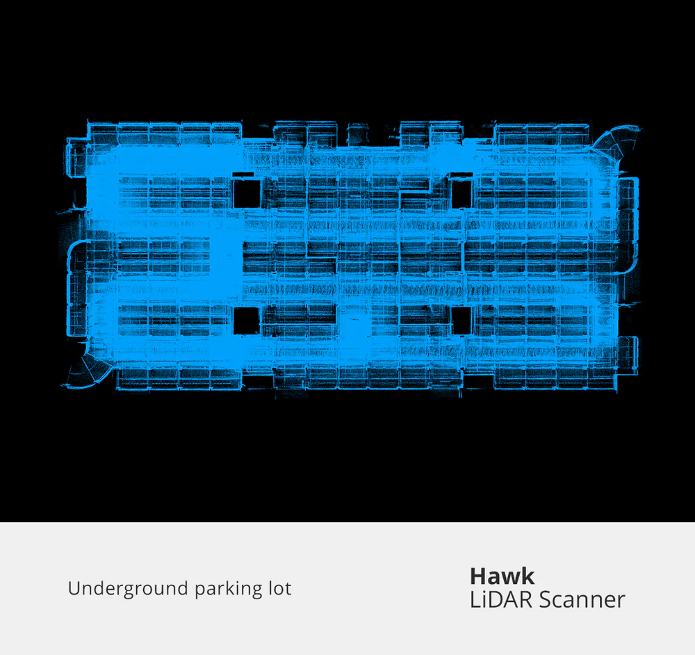 3DMakerpro Hawk LiDAR Scanner Underground Parking Lot