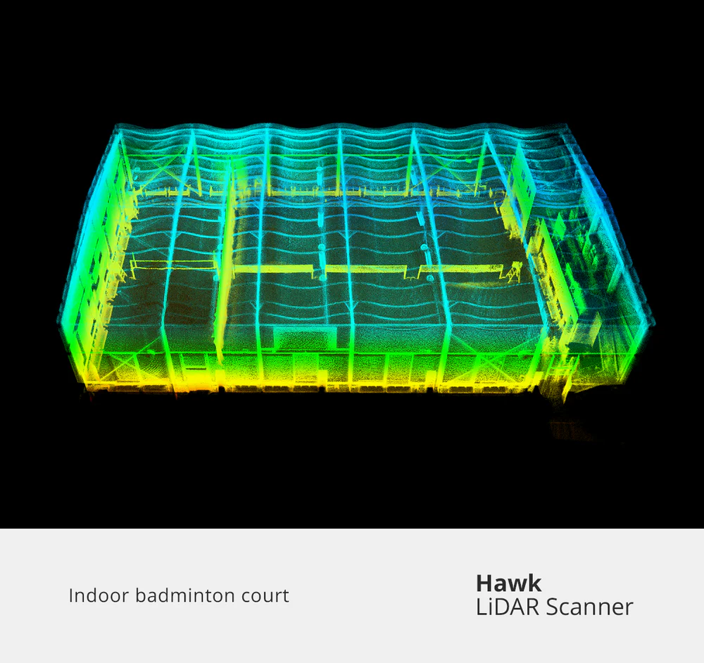 3DMakerpro Hawk LiDAR Scanner Indoor Badminton Court