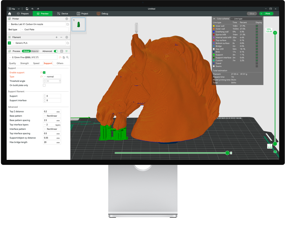 Bambu Studio Software für die Vorbereitung von 3D-Druckaufträgen