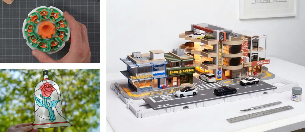 Mit dem Bambu Lab X2D gedrucktes Multi-Material-Bauteil