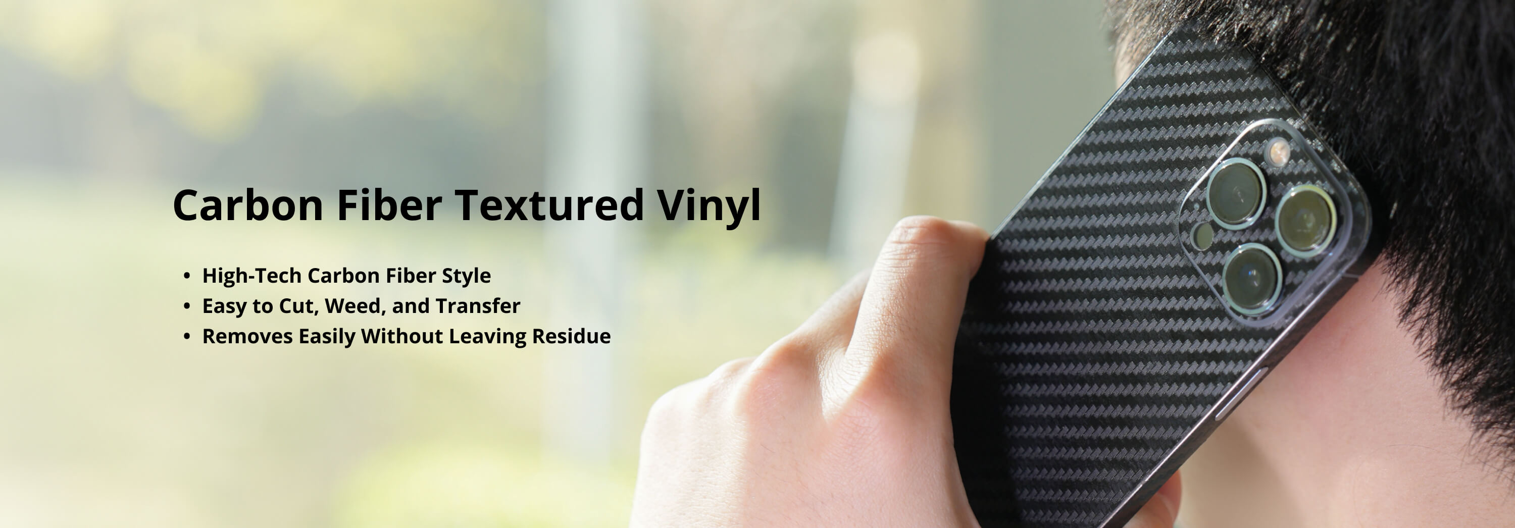 Bambu Carbon Fiber Textured Removable Vinyl - Banneransicht