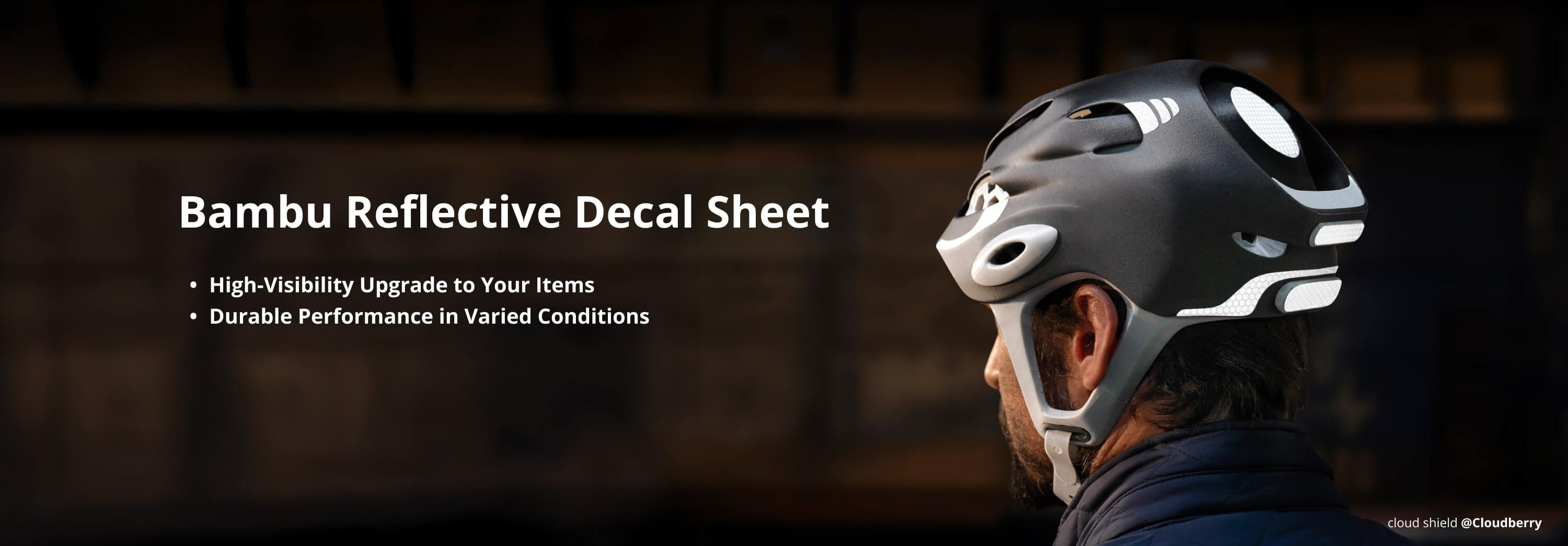 Bambu Light Gray Reflective Decal Sheet Anwendung bei Nacht