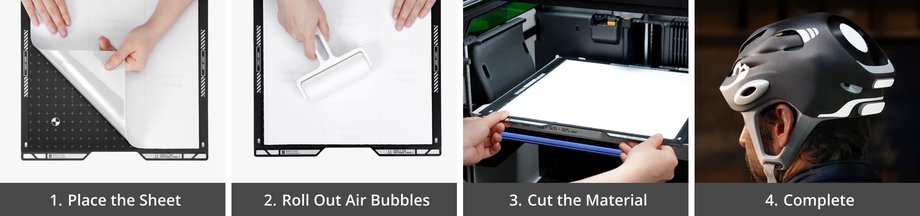 Reflektierendes Decal Sheet auf 3D-gedruckten Objekten