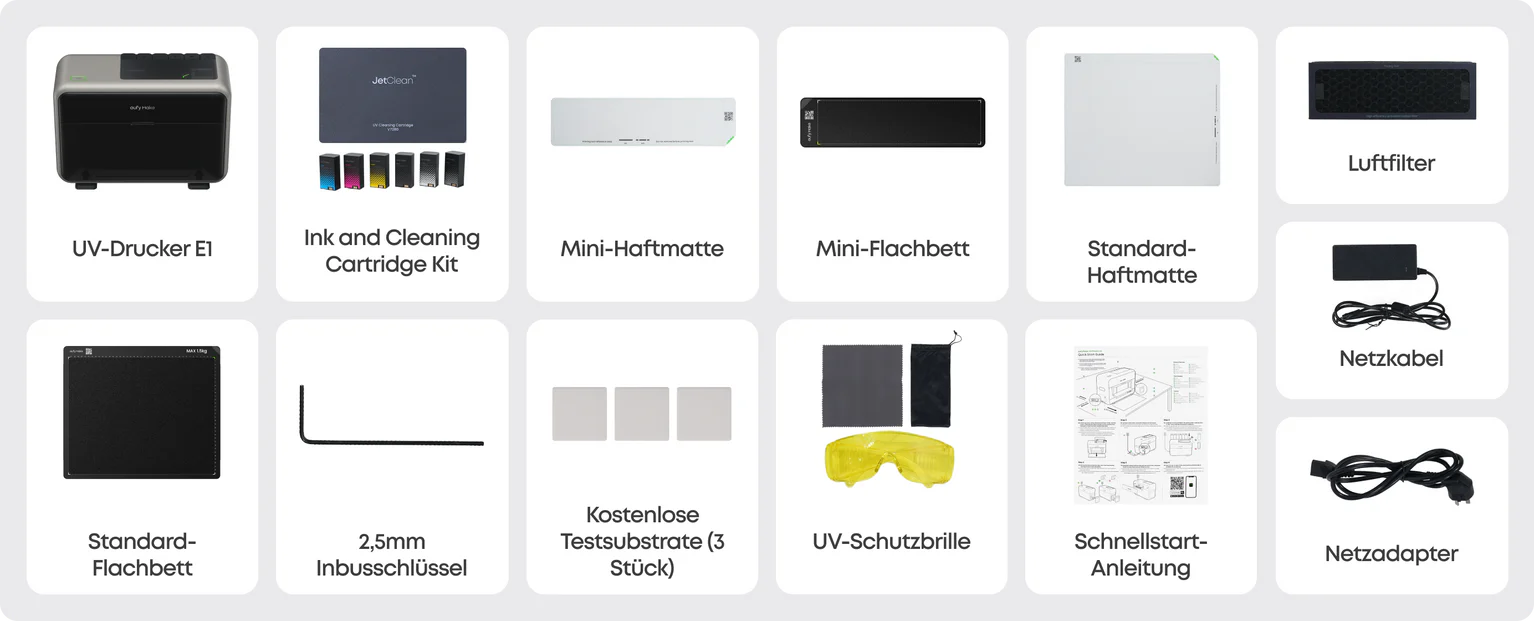 Lieferumfang eufyMake E1 Starter-Set