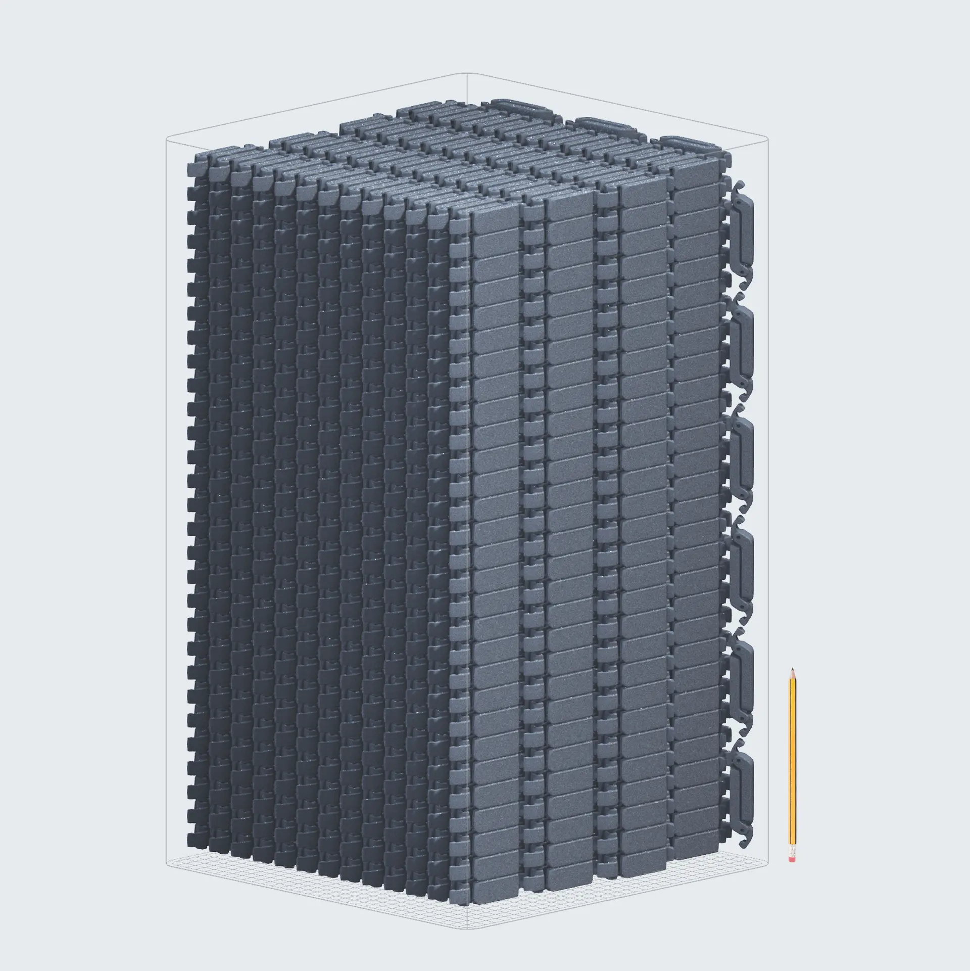 Dicht gepackte Produktionscharge mit 3280 SLS Bauteilen im Formlabs Fuse X1