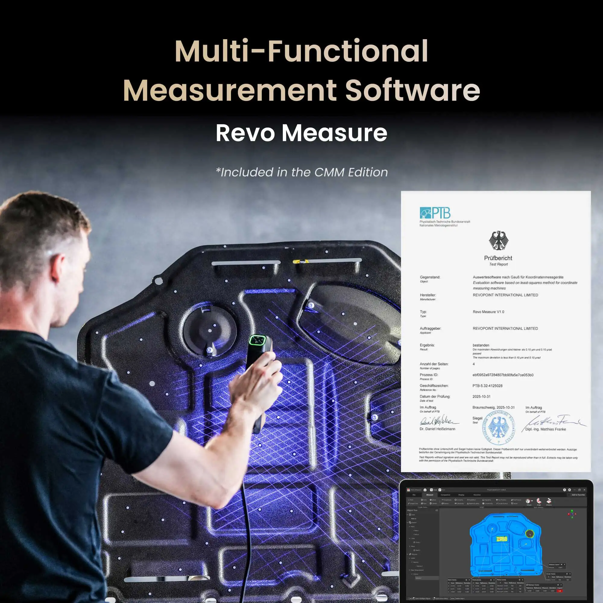 Revopoint MetroY Ultra beim 3D-Scan eines Bauteils