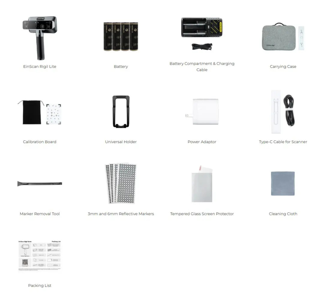 Shining 3D Einscan Rigil Lite Wireless Lieferumfang