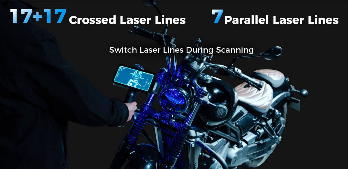 EinScan Rigil Lite mit Hybrid-Lichtquelle aus blauem Laser und IR VCSEL